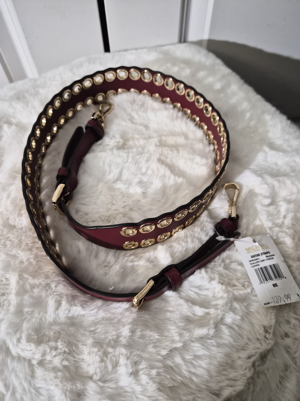 Michael Kors Burgundy Leather Bag Strap  with Gold Grommet Hardware